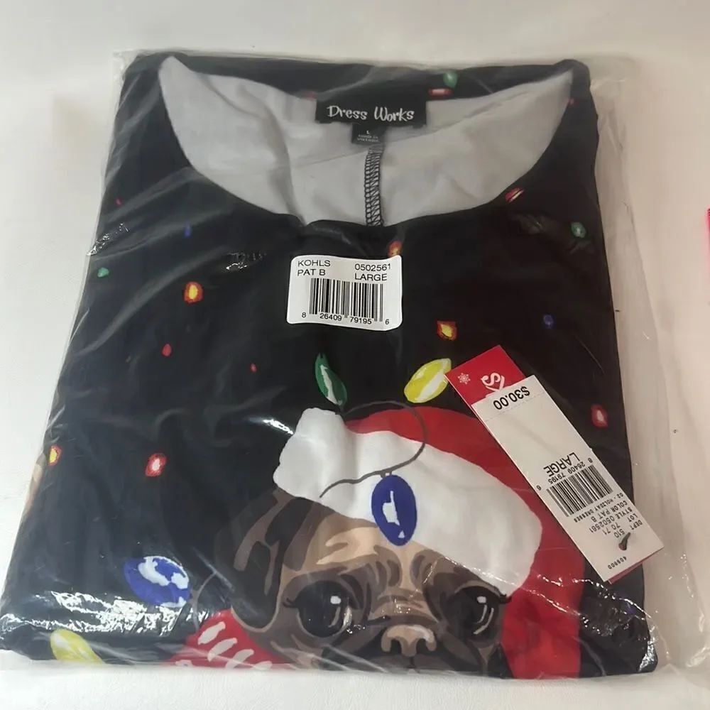 Bah Hum Pug Dress Works Large Dog Santa Festive Holiday Merry Christmas Dress